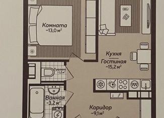 1-комнатная квартира в аренду, 45 м2, Санкт-Петербург, улица Коллонтай, 2, ЖК Коллонтай 2