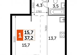 Однокомнатная квартира на продажу, 37.2 м2, Москва, станция Хорошёво, Шелепихинская набережная, 40к1