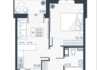 1-ком. квартира на продажу, 36.7 м2, Коммунар, ЖК Ново-Антропшино