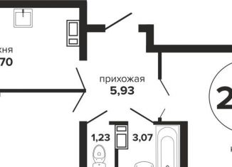 Двухкомнатная квартира на продажу, 58.1 м2, Краснодар, Прикубанский округ, Российская улица, 257/7лит1
