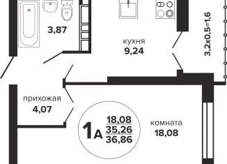 Продам 1-ком. квартиру, 36.9 м2, Краснодар, микрорайон Завод Радиоизмерительных Приборов, Российская улица, 257/7лит1