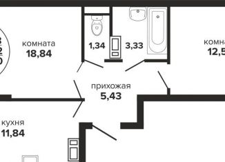 Продажа двухкомнатной квартиры, 56.6 м2, Краснодар, Российская улица, 257/7лит1, Российская улица