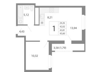 Продается двухкомнатная квартира, 43.8 м2, Екатеринбург, метро Проспект Космонавтов, площадь 1905 года