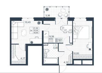 Продам 2-ком. квартиру, 44.5 м2, Коммунар, ЖК Ново-Антропшино