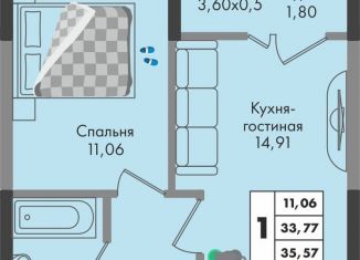Продается однокомнатная квартира, 35.6 м2, Краснодарский край, улица имени Генерала Брусилова, 5лит1.2
