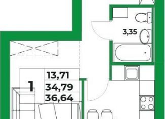 Продается 1-ком. квартира, 34.8 м2, село Зубово, ЖК Зубово Лайв Гарден