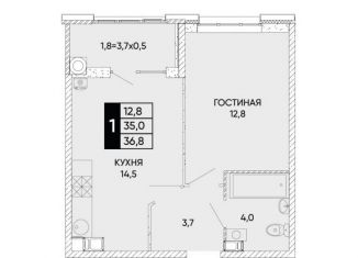 1-ком. квартира на продажу, 36.8 м2, Ростовская область