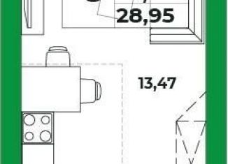 1-комнатная квартира на продажу, 27.1 м2, село Зубово, ЖК Зубово Лайв Гарден