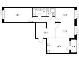 Продается 3-ком. квартира, 86.4 м2, Екатеринбург, Железнодорожный район, жилой комплекс Космонавтов 11, 4.2