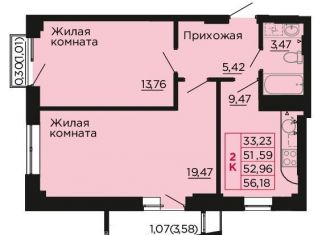 Продается двухкомнатная квартира, 53 м2, Ростовская область