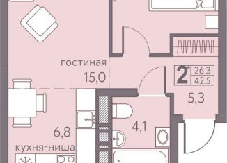 Продам двухкомнатную квартиру, 42.5 м2, Пермский край