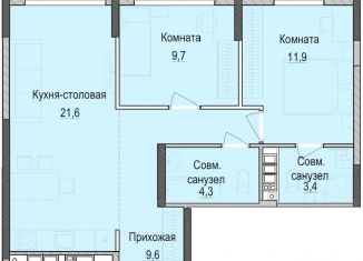 Продажа двухкомнатной квартиры, 60.4 м2, Татарстан, улица Баумана