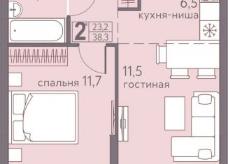 2-комнатная квартира на продажу, 38.3 м2, Пермь, ЖК Погода