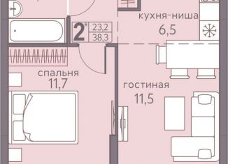 Продаю 2-комнатную квартиру, 38.3 м2, Пермь, ЖК Погода