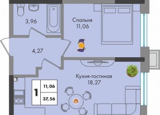 Продам 1-комнатную квартиру, 37.6 м2, Краснодар, улица имени Генерала Брусилова, 5лит1.2