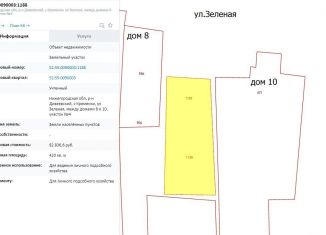 Земельный участок на продажу, 4.2 сот., село Кременки, Зелёная улица, 8