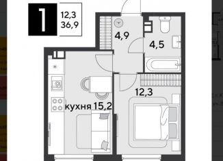 1-комнатная квартира на продажу, 36.9 м2, Краснодар, улица Героя Пешкова, 14