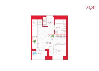 Продаю квартиру студию, 31.8 м2, село Осиновая Гора, ЖК Суворовский