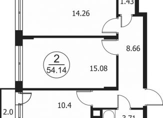 Продажа 2-ком. квартиры, 54.1 м2, деревня Сухарево, улица Карпенко, 7