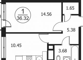 Продаю однокомнатную квартиру, 36.3 м2, деревня Сухарево, ЖК Катуар