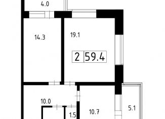 Продается 2-ком. квартира, 59.4 м2, деревня Высоково, жилой комплекс Малая Истра, 14