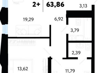 Продается 2-комнатная квартира, 64 м2, Тюмень, Ленинский округ