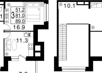 Продажа 3-комнатной квартиры, 89 м2, село Павловская Слобода, Изумрудная улица, 2к1