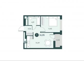 1-комнатная квартира на продажу, 36.9 м2, Курган