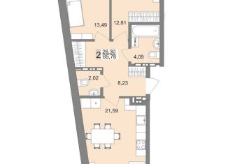 Продам 2-комнатную квартиру, 65.5 м2, Екатеринбург, метро Площадь 1905 года