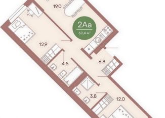 Продается двухкомнатная квартира, 62.4 м2, Пенза, жилой комплекс Норвуд, с6