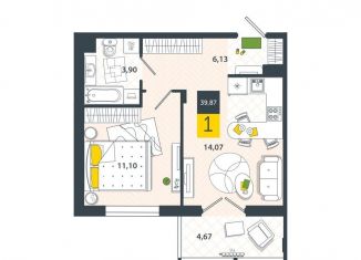 Продам 1-комнатную квартиру, 39.9 м2, Тульская область