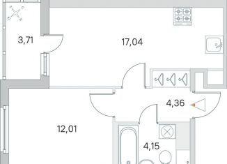 Продажа однокомнатной квартиры, 39.4 м2, городской посёлок Янино-1