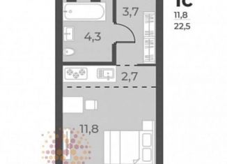 Квартира на продажу студия, 22.5 м2, Новосибирск, улица Аэропорт, 60, ЖК Нормандия-Неман