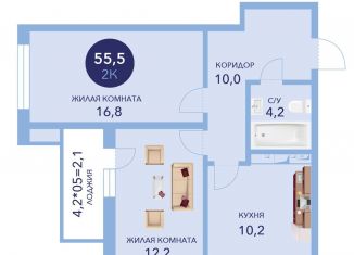 Продам 2-ком. квартиру, 57.6 м2, Краснодарский край