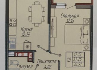 Однокомнатная квартира на продажу, 38.9 м2, Краснодар, Прикубанский округ, улица имени Генерала Корнилова, 9к2