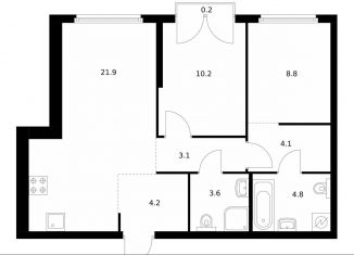 2-ком. квартира на продажу, 60.9 м2, Москва, ЗАО, жилой комплекс Барклая 6, к7