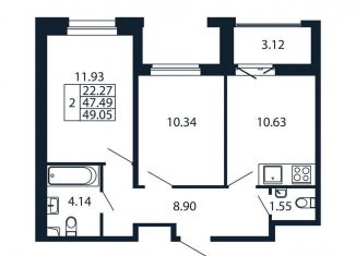 Продается 2-комнатная квартира, 50.6 м2, городской посёлок Новоселье