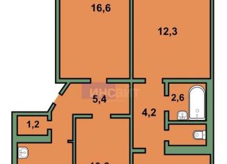 Продается 4-комнатная квартира, 74.2 м2, Рязанская область, улица Новосёлов, 60