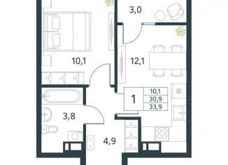 Продам 1-ком. квартиру, 33.9 м2, Забайкальский край