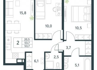 Продажа 2-комнатной квартиры, 53.7 м2, Забайкальский край