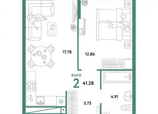 Продаю 2-комнатную квартиру, 41.3 м2, Тюмень, улица Новосёлов, 98