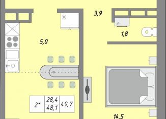 Продажа 2-комнатной квартиры, 49.7 м2, Оренбург, улица Юркина, 2, Промышленный район