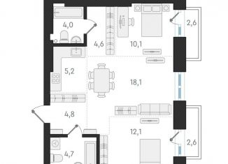 Продается 2-комнатная квартира, 63.6 м2, Новосибирск, Плановая улица, 60А