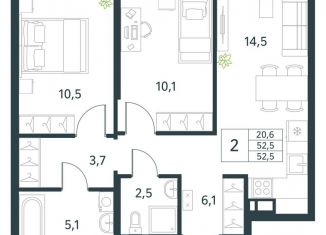 Продается двухкомнатная квартира, 52.5 м2, Забайкальский край