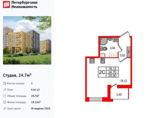 Продаю квартиру студию, 24.7 м2, Санкт-Петербург