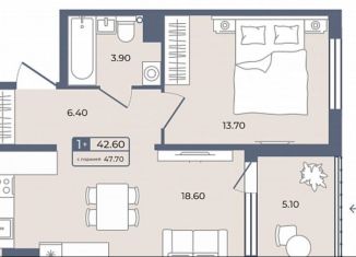 Продам 1-комнатную квартиру, 47.7 м2, Тюмень, Ленинский округ