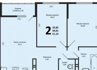 Продаю двухкомнатную квартиру, 51.6 м2, Краснодар, Скандинавская улица, 1к8, микрорайон Сады Калинина