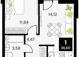 Продается 1-ком. квартира, 36.6 м2, Тюмень