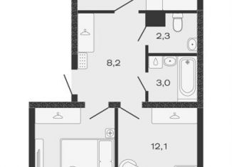 2-комнатная квартира на продажу, 57.1 м2, Краснодарский край, ЖК Дзенпарк, 1/1