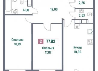 Продаю 2-ком. квартиру, 77.8 м2, Ленинградская область, Ручьёвский проспект, 1/24